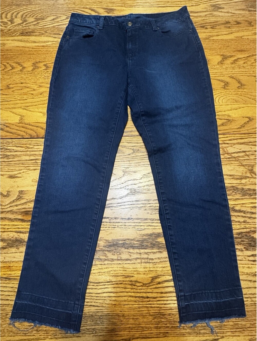 Michael Kors Izzy Skinny Jeans Womens 12 Dark Wash Stretch Frayed Hem